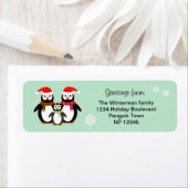 Étiquette Penguin famille texte modifiable turquoise Noël ét (En situation)