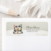 Étiquette Penguin Twins Baby Shower Neutral Winter (En situation)