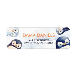 Étiquette Penguin Winter Wonderland Adresse de retour Label