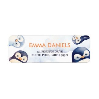 Étiquette Penguin Winter Wonderland Adresse de retour Label