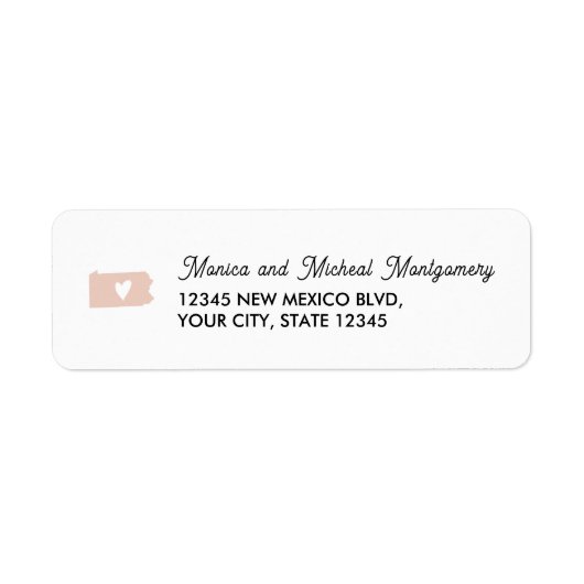 Étiquette PENNSYLVANIE Carte d'état avec coeur - N'IMPORTE Q (Devant)