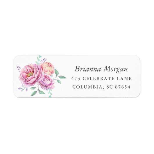 Étiquette Peony Perfection | Aquarelle florale (Devant)