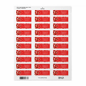 Étiquette Pépites rouges Motif floral et ruban pointillé (Feuille entière)