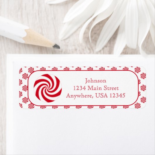 Étiquette Peppermenthe Candy Swirl Noël (En situation)
