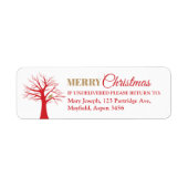 Étiquette Perdrix d'or dans un arbre rouge Noël (Devant)