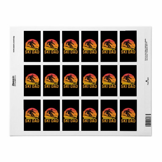 Étiquette père de ski (Feuille entière)