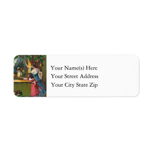 Étiquette père Noël À La Fenêtre Vintage (Devant)