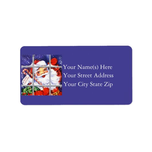 Étiquette Père Noël À La Fenêtre Vintage Noël (Devant)