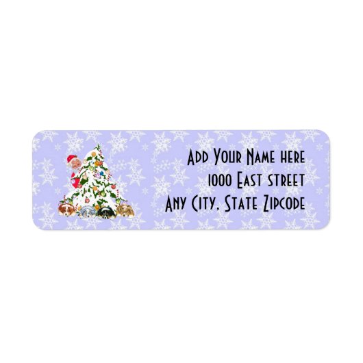 Étiquette Père Noël avec des chiots australiens sous le étiq (Devant)