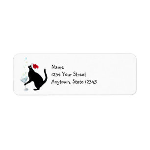 Étiquette Père Noël Cat Martini Retourner l'adresse Étiquett
