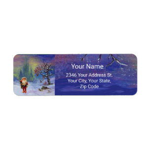 Étiquette PÈRE NOËL de Noël de bleu de GNOMES
