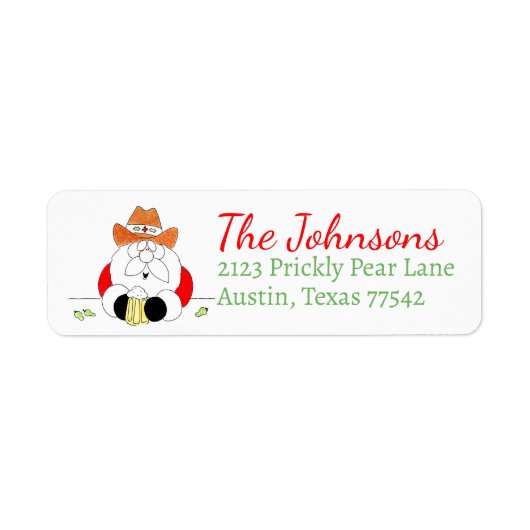 Étiquette Père Noël du Texas (Devant)