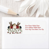 Étiquette Père Noël et Reindeer Believe Retourner Adresse Ét (En situation)