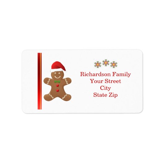 Étiquette Père Noël Gingerbread homme, flocons de neige étiq (Devant)