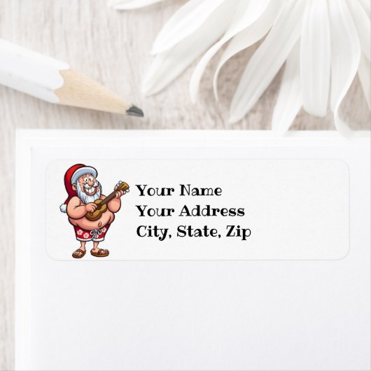 Étiquette Père Noël hawaïenne (En situation)