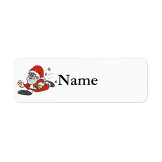 Étiquette Père Noël jouant au football