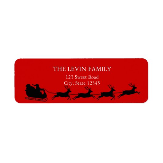 Étiquette Père Noël joyeux équitation traîneau Noël (Devant)