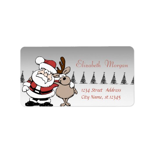 Étiquette Père Noël lunatique, Noël des rennes (Devant)