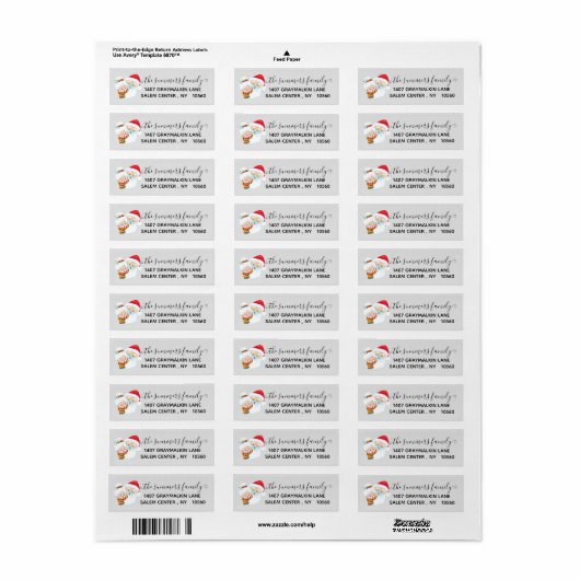 Étiquette Père Noël manuscrite Mme Claus Noël 2020 Adresse (Feuille entière)