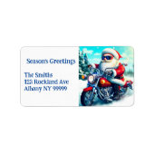 Étiquette Père Noël mignonne sur une moto (Devant)