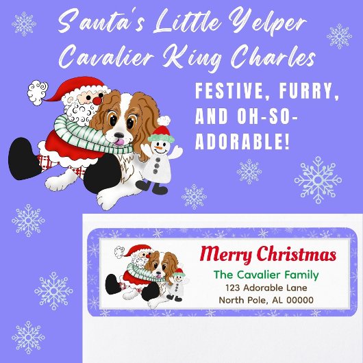 Étiquette Père Noël Petit Yelper Cavalier King Charles Retou