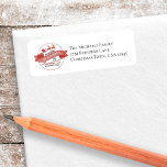Étiquette Père Noël Reindeer Christmas Return Adresse<br><div class="desc">Ce design comprend une étiquette d'adresse de retour de Noël,  un minimaliste moderne,  décontracté informel,  Santa Claus,  parfait pour l'envoi de vacances,  avec un rouge et blanc,  des promenades en traîneau de rennes,  élégant tendance,  mignon fantaisie,  avec un design minimal de signe.</div>