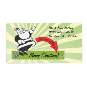 Étiquette Père Noël rétro avec soleil vert (Devant)