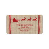 Étiquette Père Noël Rouge Et Beige Sleigh Noël Et Texte Pers (Devant)