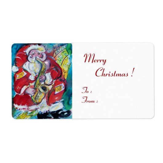 Étiquette PÈRE NOËL & SAX, PARTI MUSICAL DE NOËL Blanc (Devant)