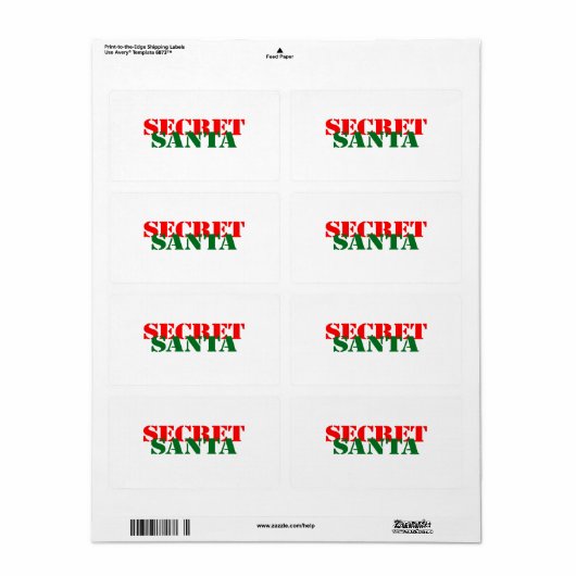 Étiquette Père Noël secrète (Feuille entière)