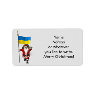 Étiquette Père Noël Sucré Avec L'Enseigne De L'Ukraine