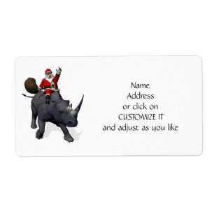 Étiquette Père Noël Sur Rhino Rhinoceros
