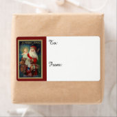 Étiquette Père Noël tenant le bébé Jésus (En situation)