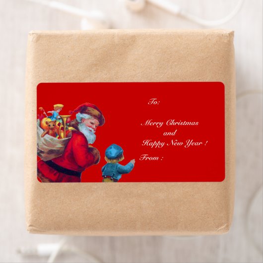 ÉTIQUETTE PÈRE NOËL VINTAGE 2 (En situation)
