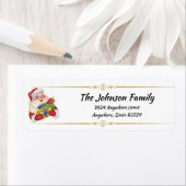 Étiquette Père Noël vintage avec cadeaux Retourner l'étiquet (En situation)