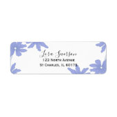 Étiquette Périwinkle Blue Daisies on White Adresse de retour (Devant)