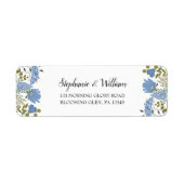 Étiquette Périwinkle Blue Spring Floral Adresse de retour (Devant)