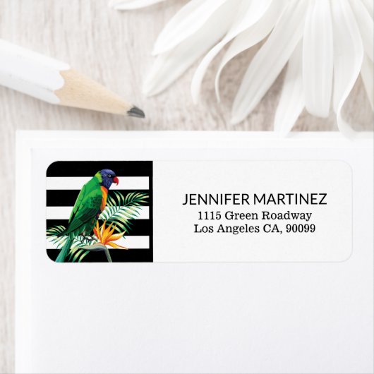 Étiquette Perroquet coloré  (En situation)