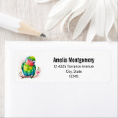 Étiquette Perroquet vert - Jolie adresse pour bébé (En situation)