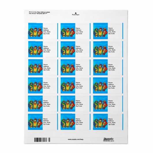 Étiquette Perroquets (Feuille entière)