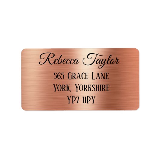 Étiquette Personalised Black Elegant Rose Gold Address  (Devant)