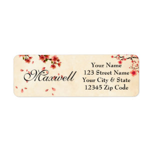 Étiquette Personalised pink floral return address labels