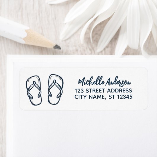 Étiquette Personalized Beach Flip Flops Return Address (En situation)