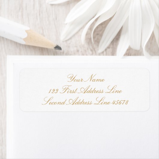 Étiquette Personalized Elegant Gold & White Return Address (En situation)