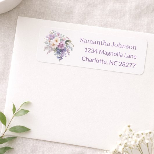 Étiquette Personalized Elegant Purple Return Address