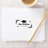 Étiquette Personalized Graduation Elegant Script Stars & Cap (En situation)