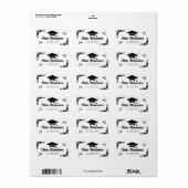 Étiquette Personalized Graduation Elegant Script Stars & Cap (Feuille entière)