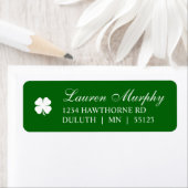 Étiquette Personalized Green Four Leaf Clover Irish  (En situation)