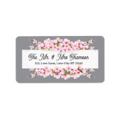 Étiquette Personalized Grey & Pink Cherry Blossom Wedding (Devant)
