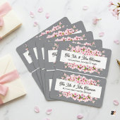 Étiquette Personalized Grey & Pink Cherry Blossom Wedding